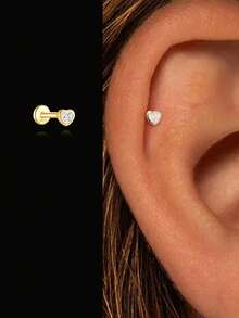1件925纯银爪镶耳环，18K镀金耳骨/耳软骨/耳廓穿孔耳环，低过敏性首饰，适合女性和女孩日常佩戴，婚礼，派对，订婚等场合。 - 金色 - 查看 10