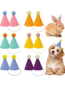 1 pieza Sombrero de fiesta mini para mascotas, adecuado para cumpleaños, bodas - Decoración de fiesta de disfraces para mascotas, muñecas, animales de peluche, perros, gatos, conejos, celebración de fiestas, fiestas temáticas, accesorios para fotos (color aleatorio) - Múltiples estilos - Ver 2