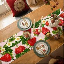 1pc Strawberry Pattern Printed Table Runner, Polyester Fiber, Rectangular, Holiday Tabletop Decorative Fabric Runner, Home Decor, Kitchen Dining Table Decor, Room Decor, Table Runner - Multicolor - View 6