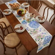 1 pièce Chemin de table décoratif imprimé de motif floral, en polyester, de forme rectangulaire, pour décoration de table de fête, décoration de maison, décoration de table de cuisine et salle à manger, décoration de pièce - Multicolore - Voir 11