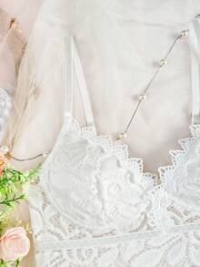 Lace Trim Cropped Camisole - White - View 9