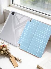 1件全透明壓克力殼三折平板保護殼 藍色波點彩繪設計 相容 iPad 10th/11th/10.2/10.5/Air4/Air5/10.9/Pro11/Air 11-In.(M2)-2024/Pro 11-In.(M4)-2024/Air 11-Inch (M3) 2025/(A16) 11 Inch 11th Generation 2025 Mini6/Mini7/Air1/Air2/9.7/Air 8(M4)2026(11-Inch) 機型 - 彩色 - 查看 7