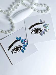 2 Sheets Y2K Acrylic Face Gem Stickers, Face Jewelry Sticker Set, Shiny Eyebrow Face Stickers, Mixed Style Face Gems Temporary Tattoos, Gift For Girls, Suitable For Party, Music Festival,Daily Use,Concert Look - Multicolor - View 10