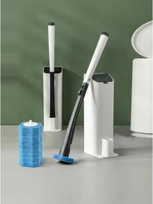 Disposable Toilet Brush With Built-In Cleaning Agent, Wallmount Toilet Cleaner Brush Set Fits Toilet Bowls, No Blind Spots Bathroom Decor Fall Decor - One-size - View 3
