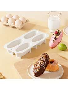 4-Cavity Silicone Chocolate Mold, Shaped Like Pistachios, Mousse Cake Baking Mold, Baking Tool, Party Dessert Baking Supplies - View 2
