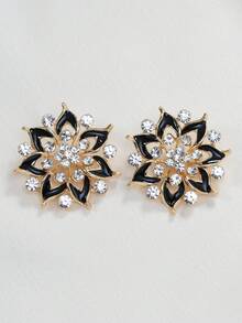 1 pezzo/2 pezzi Bottoni vintage in metallo traforati a fiore con intarsi di strass, adatti per cappotti, maglioni, abiti, uniformi, vestiti, accessori per capelli fai-da-te, borse, scatole regalo, accessori per gioielli - multicolore - Visualizzare 10