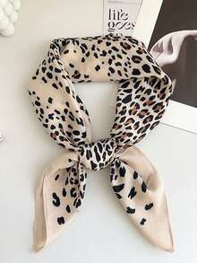 1件豹纹动物图案方巾，可作领巾或围巾 - 彩色 - 查看 6