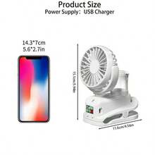 夹式喷雾扇，USB充电，1200mAh电池，360度旋转，四档可调水量，可视水量显示，适用于家庭、办公室。 - 多色 - 查看 8