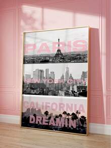 1pc Frameless Fashion City Travel Art Wall Print, Urban Aesthetic Poster Suitable For Bedroom, Dorm, Living Room Decor, Back To School Season, Poster, Room Decor Gift - City - View 2
