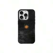 1pc Vintage Sunface Pattern TPU Soft Phone Case, Compatible With IPhone 17 Pro Max/17/16 Pro Max/15/13/12/11, S20 FE/A15/S24/A55, Note 11/12/13 Pro, Full-Body Shockproof Protective Cover - Black - View 5