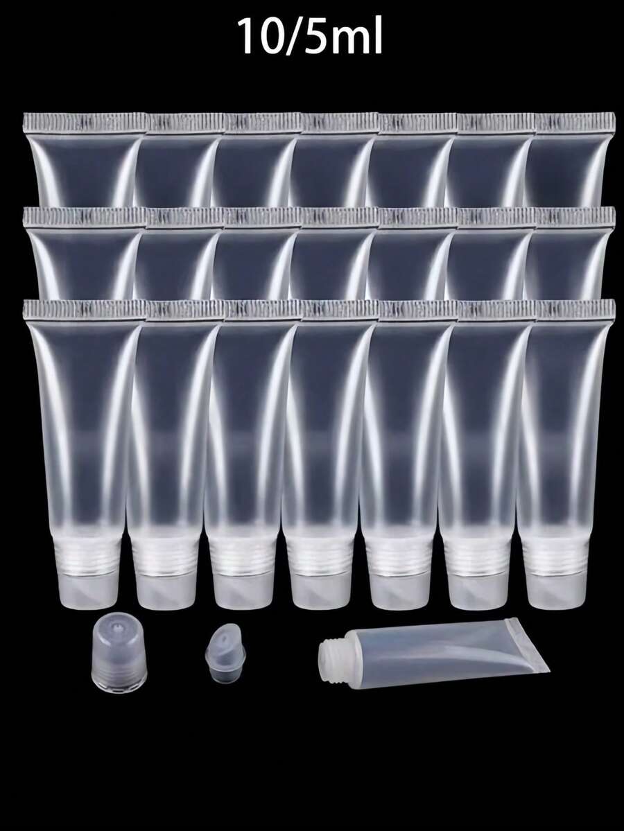 20/10/6/1 piezas Tubo de bálsamo de labios vacío suave y transparente de 5ml, portátil, para viajes, envase de brillo de labios DIY, herramienta de empaque cosmético para mujeres/niñas - Multicolor - Ver 1