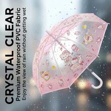 Miniso New Pink Transparent Kitty Cat Umbrella With Black Coating, Stain-Resistant And Durable, Suitable For Both Sunny And Rainy Days. Compact And Cute Double-Person Design, Easily Fits In Backpack For Convenient Carrying, Essential For Daily Travel - Kitty Series - View 6