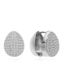 Timeless Teardrop Huggie Hoop Earrings, Sleek Minimalist & Sparkling Paved CZ Drop Earrings, Premium Hypoallergenic Stainless Steel Statement Earrings, Elegant Everyday Jewelry For Women,Mother's Day Gifts, Holiday Gifts - Multicolor - View 5