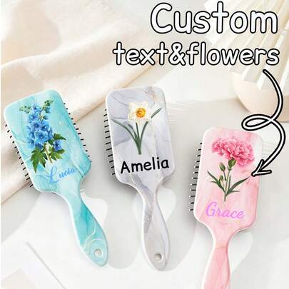 Lược cài tóc thiết kế riêng, cá nhân hóa, khắc chữ theo yêu cầu, họa tiết hoa tháng sinh, nhiều màu sắc để lựa chọn, dễ phối đồ, món quà lý tưởng cho bạn bè, bạn gái, mẹ.