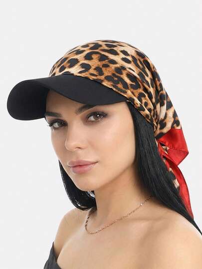 1 chiếc khăn vuông bằng satin in họa tiết dành cho nữ, mũ che nắng ngoài trời, thích hợp sử dụng hàng ngày.