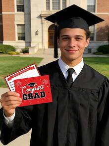 50pcs-2026 Graduation Message And Advice Cards - Graduation Party Favors, Graduation Decorations, And Cards For Graduates To Cherish As Keepsakes (Red And Black Color Scheme) - Red and Black Graduation Greeting Cards - View 4
