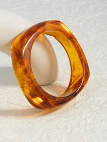 1pc Retro Minimalist Fashionable Geometric Resin Wide Bangle, Suitable For Daily Wear - Multicolor - View 18