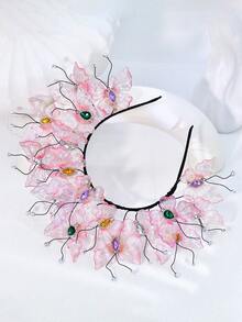 1 chiếc băng đô vương miện bướm thanh lịch, phụ kiện công chúa phù hợp cho tiệc tùng, chụp ảnh, lễ kỷ niệm, dạ hội, mùa hè, bãi biển, đám cưới. - Màu Hồng baby - Xem 7