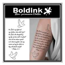 Boldink 2PCS Bible Psalm Dove Religious Temporary Tattoos, Waterproof & Long-Lasting 1-2 Weeks, Plant-Based Juice Formula, Minimalist Line Design, Realistic No Glare, Faith-Filled Vibe, Unisex Suitable For Religious Enthusiasts & Trendsetters, Great Gift For Friends Or Yourself - Black - View 1