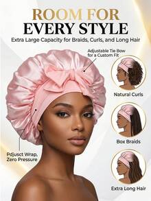 Awegeo Gorro reversible de satén para mujer, con forro de seda, de unicolor con doble capa, suave y transpirable para el cuidado del cabello, cómodo para uso diario, Halloween - A - Ver 5