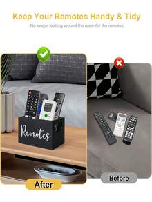 Dual Slot Remote Control Storage Box, Multi-Compartment Organizer Box Suitable For Storing Remote Controls, Cosmetics, And Stationery. Wooden Remote Control Storage Box Can Be Placed On Bedside Tables, Living Rooms, Offices, Home Decor, Bathrooms, Rooms, And Kitchen Storage Containers - Multicolor - View 8