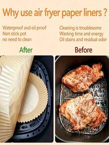 Non-Stick Air Fryer Liners - Brown Paper Sheets, Suitable For Baking, Roasting And Microwave - Easy To Clean, Healthy Cooking, Fit For Home And Commercial Kitchen, Air Fryer Accessories - Multicolor - View 6