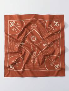 1pc Women's Fashion Cowgirl Western Pattern Bandana - Versatile Cactus, Bull Head, Horseshoe Print Pattern, Made Of Polyester, Suitable For Daily Fashion Matching - Multicolor - View 5