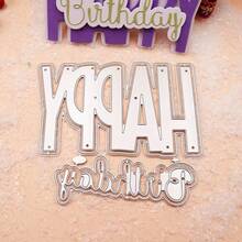 1pc Happy Birthday Greeting Cutting Die, Carbon Steel Embossing Mold For DIY Greeting Card, Photo Album, Holiday Card Making - Single Piece - View 8