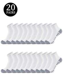 3/5/6/10/12/20 Pairs Men's Short Socks Spring/Summer Black & White Outdoor Sports Ankle Socks - Multicolor - View 13