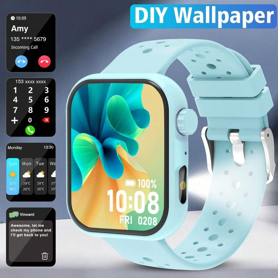 Reloj inteligente con pantalla táctil completa de 1,83", con mensajes, llamadas, monitoreo de sueño, podómetro, alerta de notificaciones, compatible con teléfonos Android, rastreador de fitness, pulsera inteligente, regalo adecuado para mujeres y hombres, regalo de cumpleaños - Ver 1