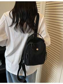 LECEY High-Quality Nylon Lightweight Scratch-Resistant Shoulder Bag - Black - View 6