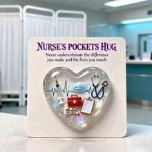 Viral Healing Nurse Pocket Hug Transparent Heart-Shaped Resin Figurine + Appreciation Card Set, Graduation/Leaving/Holiday Gift For Medical Staff - Average Price - View 8