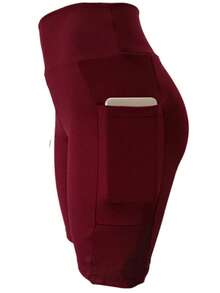 Cycling Shorts For The Gym With Pockets. - Plain Wine - View 1