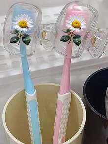 2pcs Flat-Shaped Toothbrush Holder - Cute Design Travel And Home Organization With Transparent Cover, Compact And Portable, Protects Toothbrush Heads, Dual Drainage Holes Ventilation, Suitable Home, Dorm And Travel Use| Toothbrush Storage Rack, Bathroom Organization, Suitable Home And Dorm - 多色 8 - 查看 13