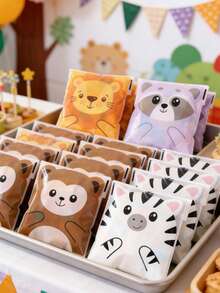 100pcs Jungle Animal Gift Bags, Self-Seal Bags, Birthday Party Favor Bags, Jungle Animal Party Treat Bags, Jungle Theme Party Favor Packaging, Baby Shower Candy Bags, Wild Party Supplies, Gender Reveal Decorations, Baking Cookie Bags, Jungle Animal Home Decor, Room Decorations, Jungle Animal Birthday Decorations, Jungle Animal Gifts, Birthday Presents, Party Favors - Jungle Animals - View 4