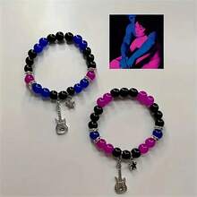 2pcs/Set Couple Bracelets, Fashionable Star Pendant Beaded Bracelet, Soulmate Gift, Suitable For Daily Wear - Multicolor - View 3