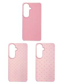 3pcs Set Soft Faux Leather Texture Bowknot/Stripe/Polka Dot Phone Case, Cute Girly Aesthetic Design, Shock-Resistant Protective Cover Compatible With IPhone & Galaxy - Multicolor - View 63