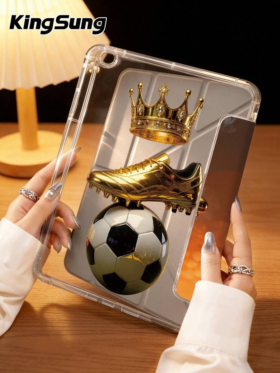 Kingsung Ốp bảo vệ họa tiết bóng đá, tương thích với Air 8 (M4) 11 inch 2026, thế hệ thứ 11 (A16) 11 inch 2025, thế hệ thứ 7/8/9, điều chỉnh đa góc với 6 chế độ giá đỡ, ngăn đựng bút tích hợp, mặt lưng trong suốt, chống sốc, chức năng tự động bật/tắt màn hình, tương thích với Samsung Galaxy Tab A9 Plus 11 inch 2023.