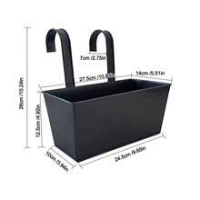 Outdoor Plants Planter Black Metal Iron Hanging Flower Pots Decks Railings Fence Buckets Modern Boho Wall Mount Window Box - A - View 8