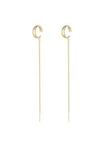 Women's Fashion Personalized Tassel Cross Ear Clip Earrings, Unique Design, Elegant Earrings - Gold - View 2