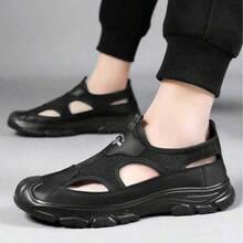 Closed-Toe Mesh Breathable Women's Sandals, Lightweight And Non-Slip Casual Shoes For Summer. Suitable For Commuting And Daily Casual Wear. - 黑色 - 查看 3