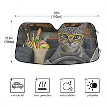 ZFunny Driver Cat Car Windshield Sunshade Reflective Blocks Sun Visor Protector Foldable Front Windshield Sun Shade For Car Truck SUV 55 X 27.6 Inch1 - Funny Driver Cat - View 4