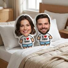 1pc Customized Face Pillow, Personalized "I Love You" Photo Print Body Shaped Cushion, Custom Portrait Plush Pillow, Creative Valentine's Day Anniversary Birthday Gift, Suitable For Couples, Boyfriend, Girlfriend, Sofa Home Decor - Upload Picture Customization - View 6