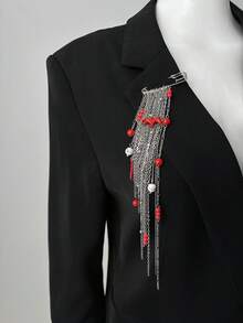 1 Peça Broche de Pingente de Cavalo Vermelho Vintage Minimalista com Borla, Decoração de Terno de Contas de Cerâmica Feita à Mão, Adequado para Uso Diário, Acessório de Roupa, Festa de Feriado, Festival de Música, Pode Ser Usado Individualmente ou Empilhado, Presente Perfeito para Mulheres, Mães, Amigas, Namoradas, Ideal para Aniversário, Casamento, Aniversário, Dia dos Namorados, Ação de Graças, Ano Novo - broche - Visão 2