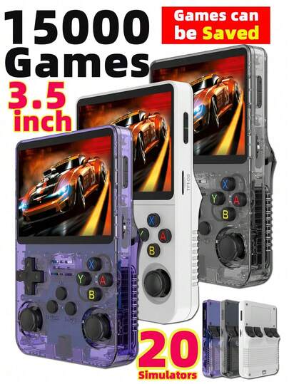 1pc Upgraded Handheld Game Console, 64-Bit Professional Game Chip, 3.5" IPS Full-Fit HD RGB Color Screen, Dual 3D Joysticks And Upgraded Rear Buttons, Long-Lasting Battery, Supports Dozens Of Mainstream Emulators (NES/GBA/PSP/PS1/N64/MAME, Etc.) And 20,000+ Games, OTG Transfer Interface, Stereo Speaker Handheld Gaming Device