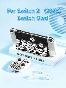 1pc Panda Claw Machine Graphic Design Transparent Glitter Protective Case, Compatible With Nintendo Switch 2 (2025) / Switch OLED Console And Joy-Con Controllers, Best Gift For Switch Gamers - Multicolor - View 9