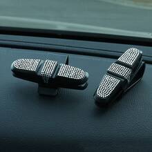 1pc Rhinestone Car Clip, Fashionable Glasses Holder For Car - Sparkling Gems, Glasses Rack For Car Interior Accessories - A - View 3