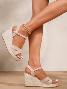 Women's Elegant Spring/Summer Platform Wedge Sandals,Holiday Essential - Apricot - View 7