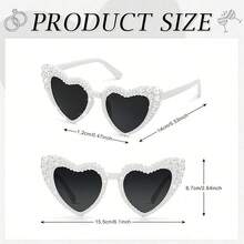 1 chiếc kính thời trang hình trái tim màu trắng dành cho cô dâu, quà tặng đơn lẻ, kính hình trái tim đính ngọc trai kiểu cổ điển, thích hợp cho tiệc độc thân, trang trí tiệc, trang trí cô dâu. - Kính ngọc trai trắng - Xem 3