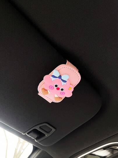 可爱卡其色云朵汽车太阳镜夹，遮阳板眼镜收纳夹，女士汽车时尚眼镜夹内饰配件